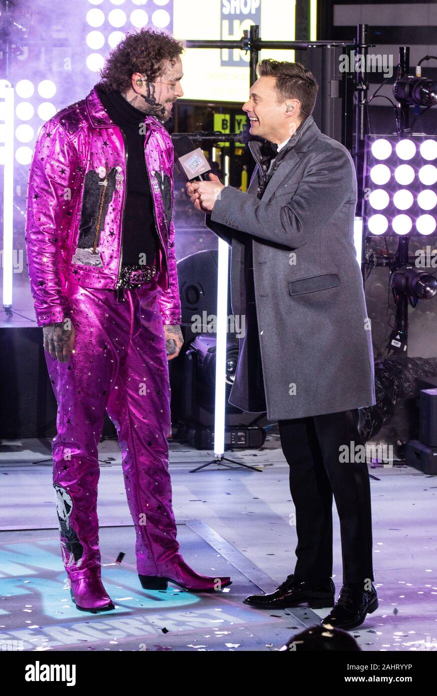 New York, NY, USA. 31st Dec, 2019. Post Malone, Ryan Seacrest in