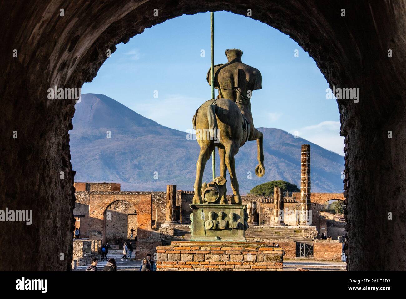 Centaur Statue in the Forum, Pompeii, Mt Vesuvius, Italy Stock Photo