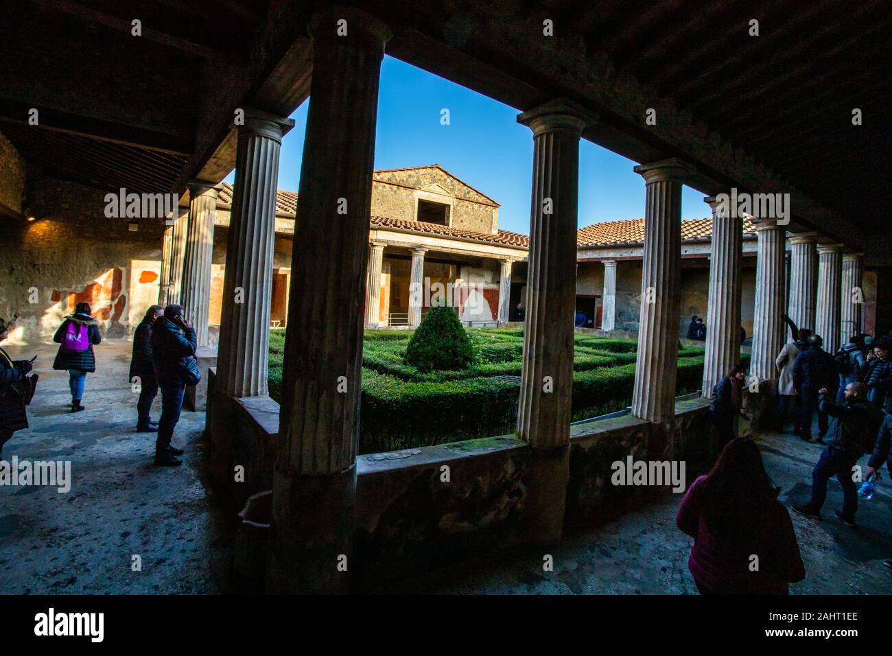 Courtyard in Casa del Menandro, House of Menandro, Pompeii, Italy Stock Photo