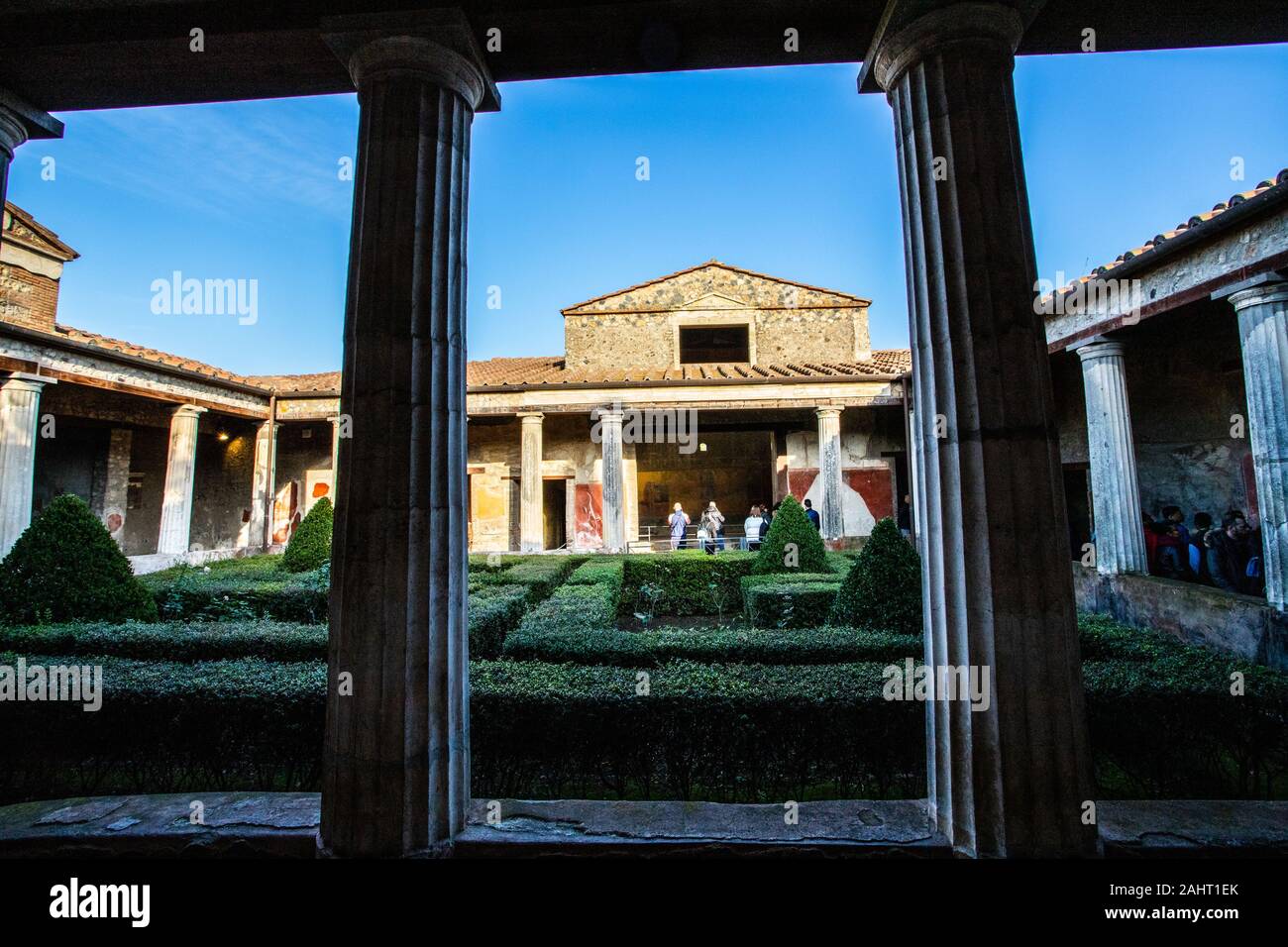 Courtyard in Casa del Menandro, House of Menandro, Pompeii, Italy Stock Photo