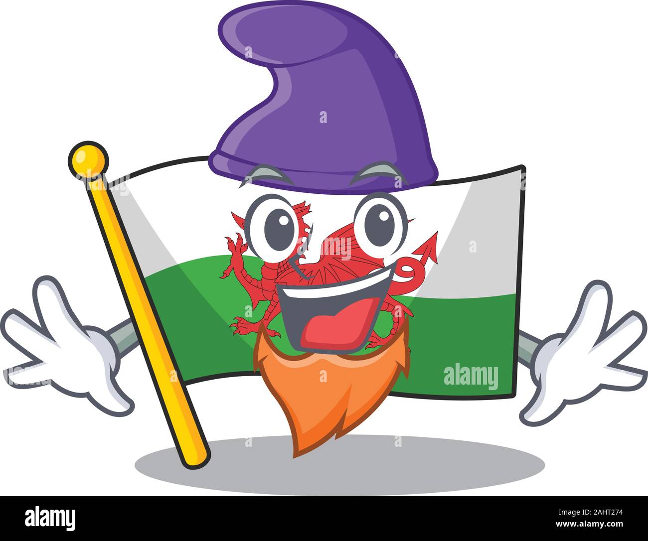 An icon of flag wales Scroll cartoon character dressed as an Elf Stock Vector