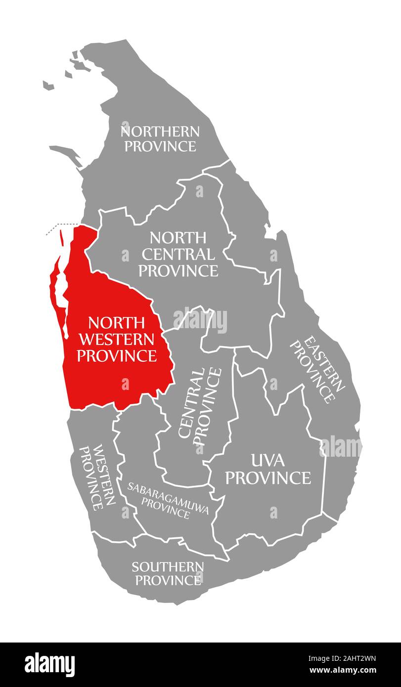 Sri Lanka North Western Province Map North Western Province Red Highlighted In Map Of Sri Lanka Stock Photo -  Alamy
