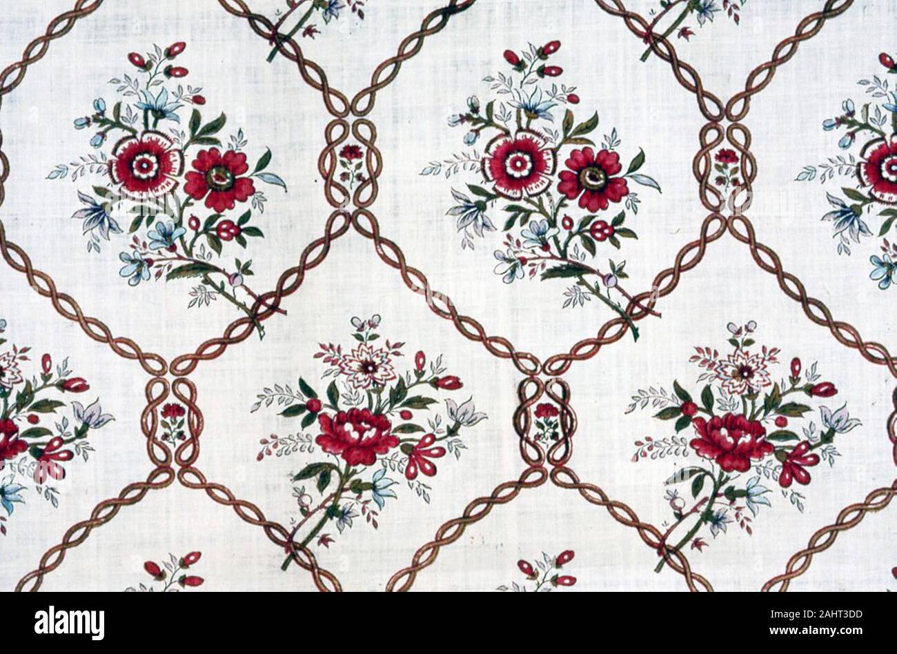 Fragment. 1773–1783. France. Cotton, plain weave; engraved roller printed Stock Photo