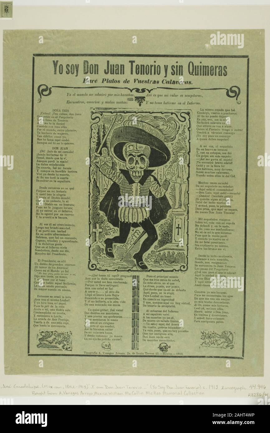 José Guadalupe Posada. I Am Don Juan Tenorio. 1871–1913. México. Relief etching on paper Stock Photo