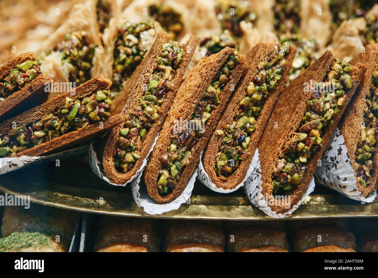 Close up of traditional turkish sweets. Favorite food for tea. Stock Photo