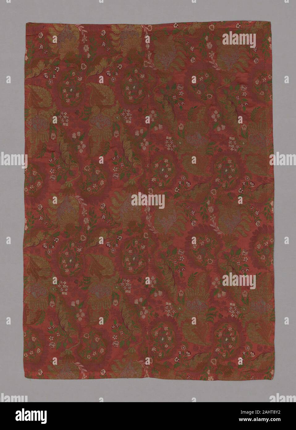 Panel. 17011800. France. Brocaded damask, ground, red satin damask