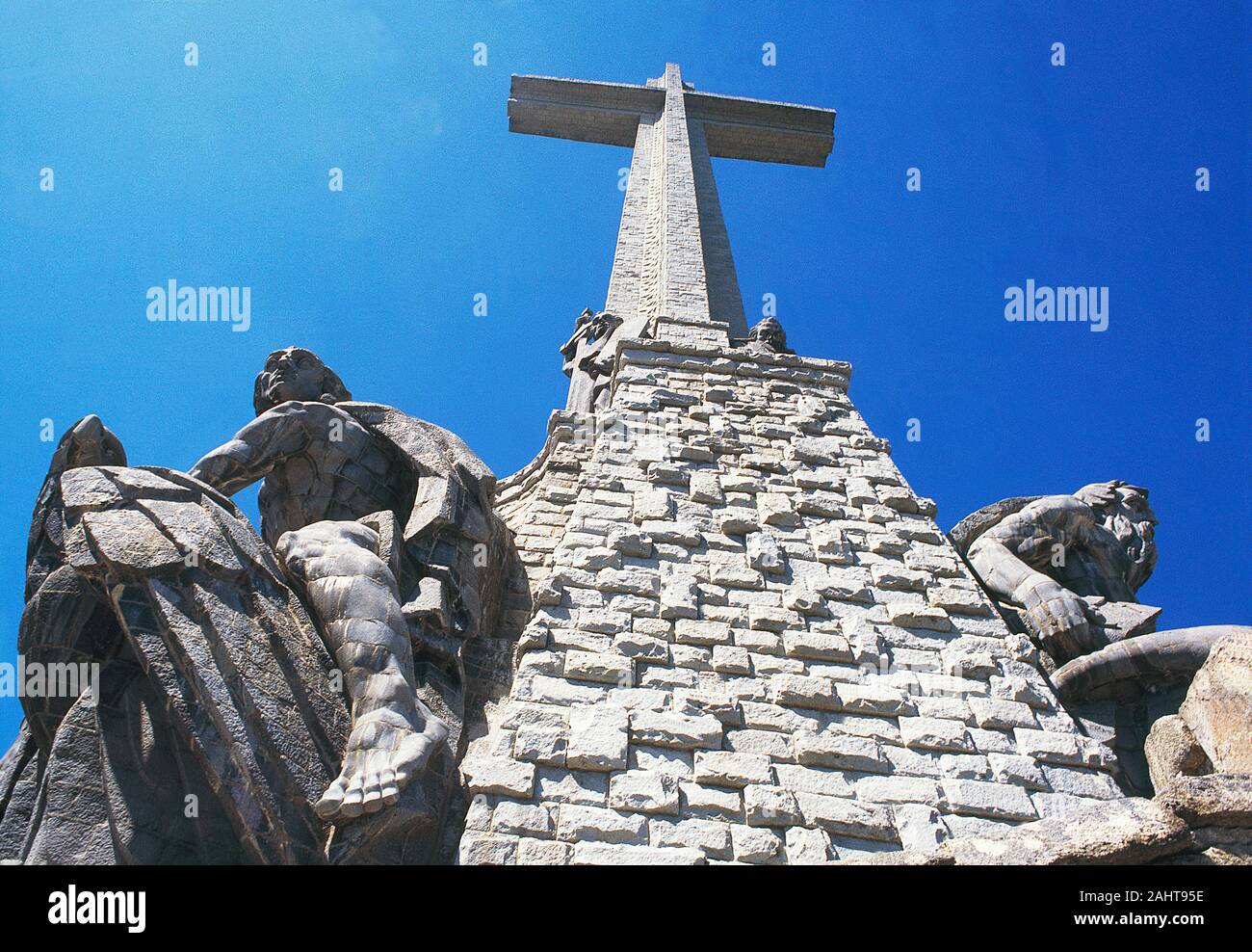 Cross, view from below. Valle de los Caidos, Madrid province, Spain. Stock Photo