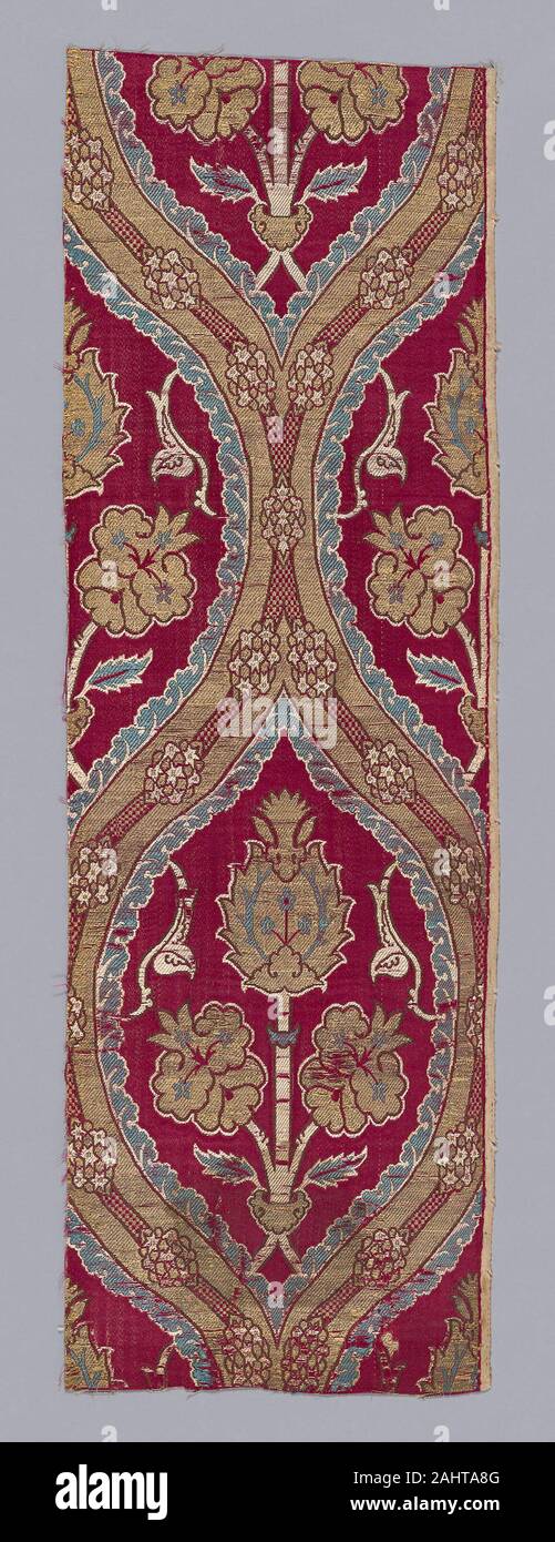 Fragment. 1575–1600. Turkey. Silk; lampas technique Stock Photo