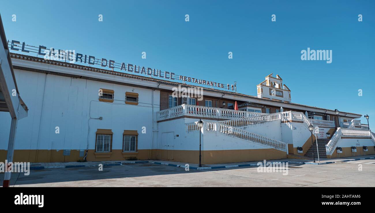 El Caserío de Aguadulce.Highway restaurant in Aguadulce, Seville province, Andalusia,Spain. Stock Photo