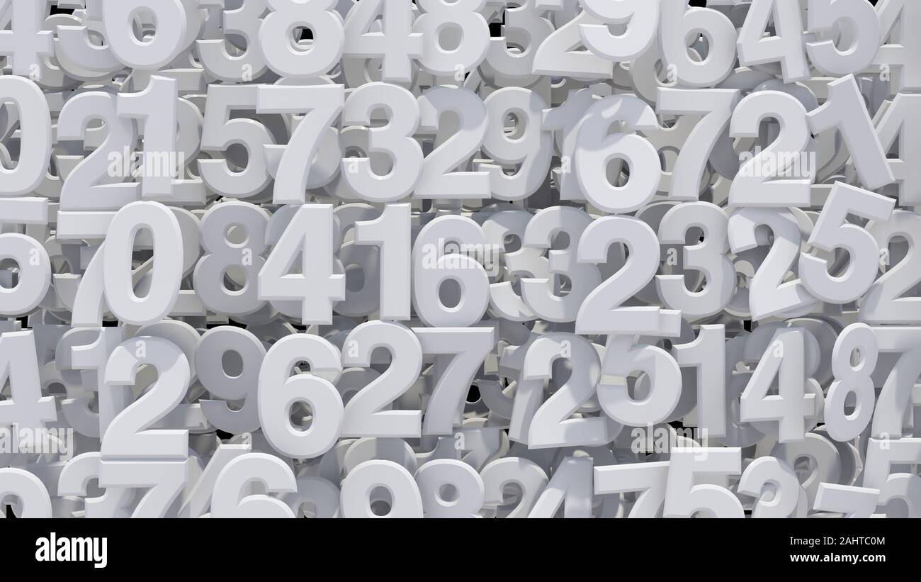0-9 numbers in a chaotic pattern. Stock Photo