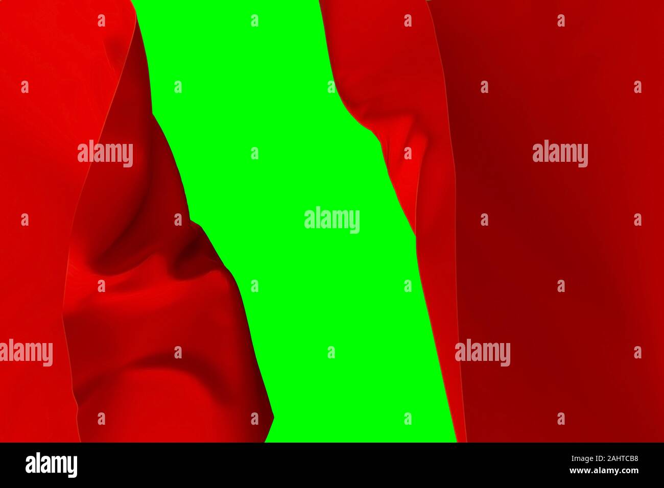 Two cloth pieces reveal green screen background Stock Photo Alamy