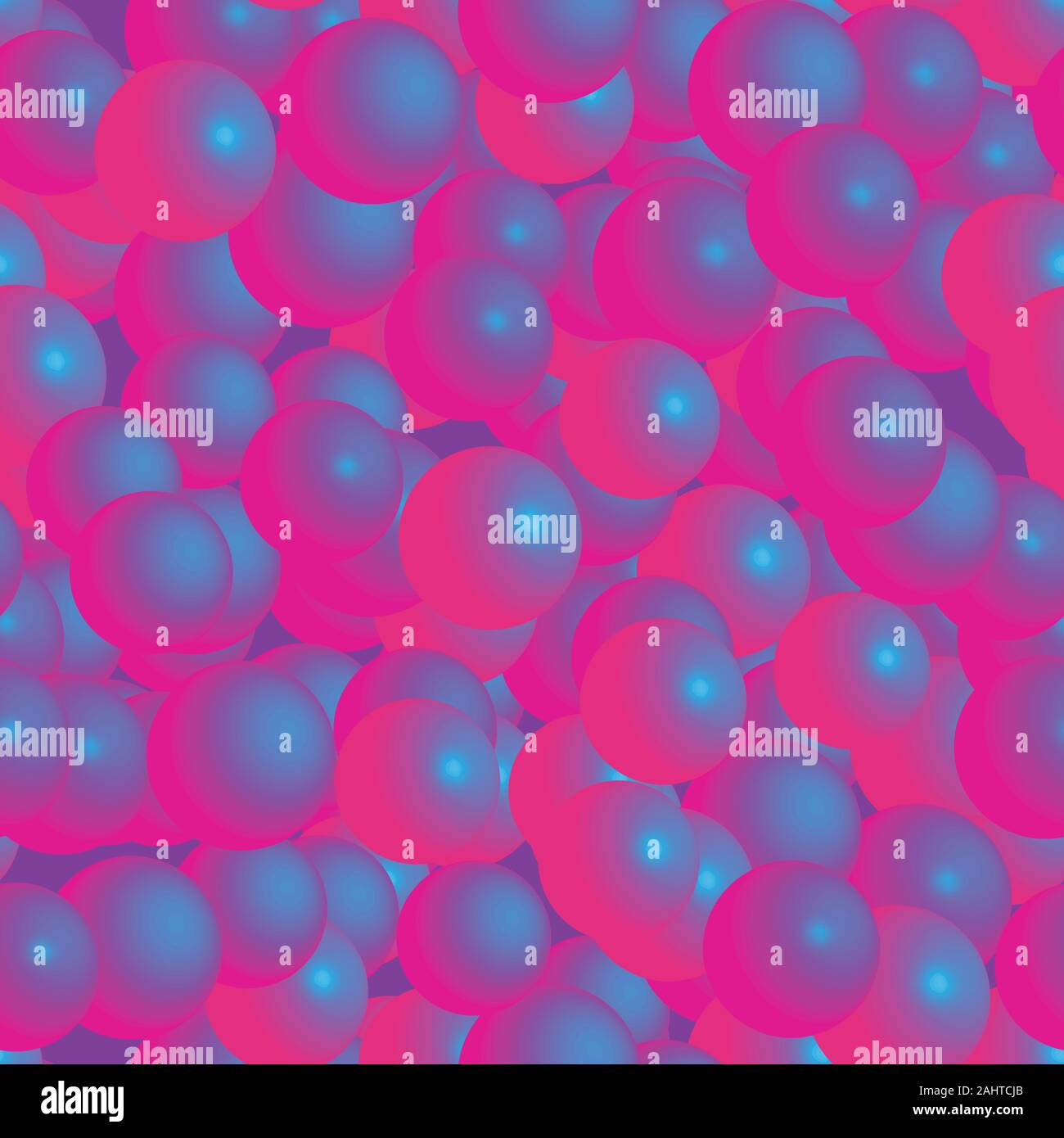 Blue Purple Balls Seamless Pattern on Red Background Stock Vector