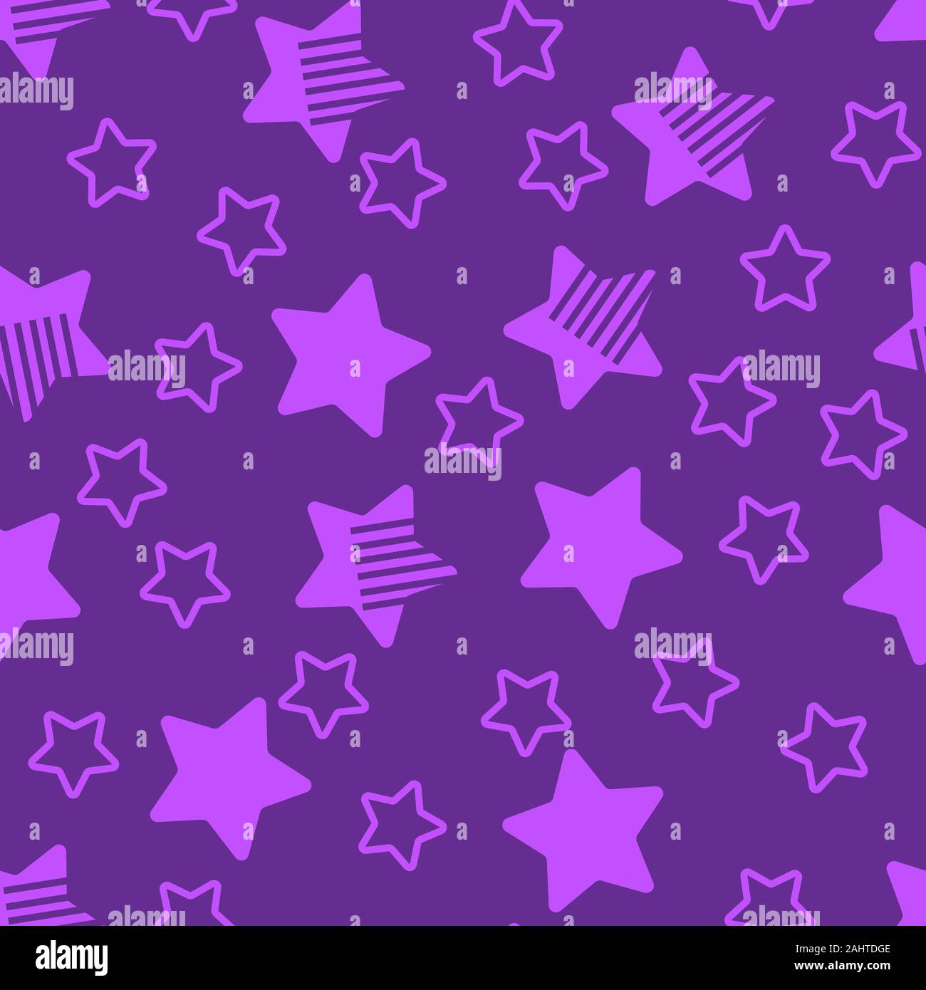Vector Abstract Purple Background Seamless Pattern With Stars