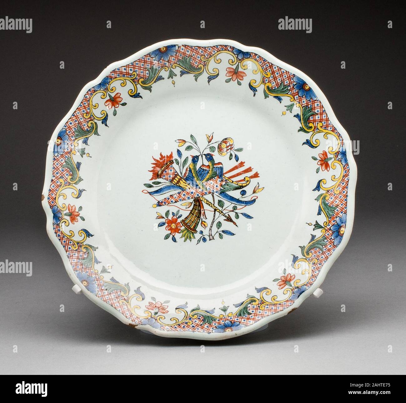 Plate. 1755–1765. Rouen. Tin-glazed earthenware (faience Stock Photo ...