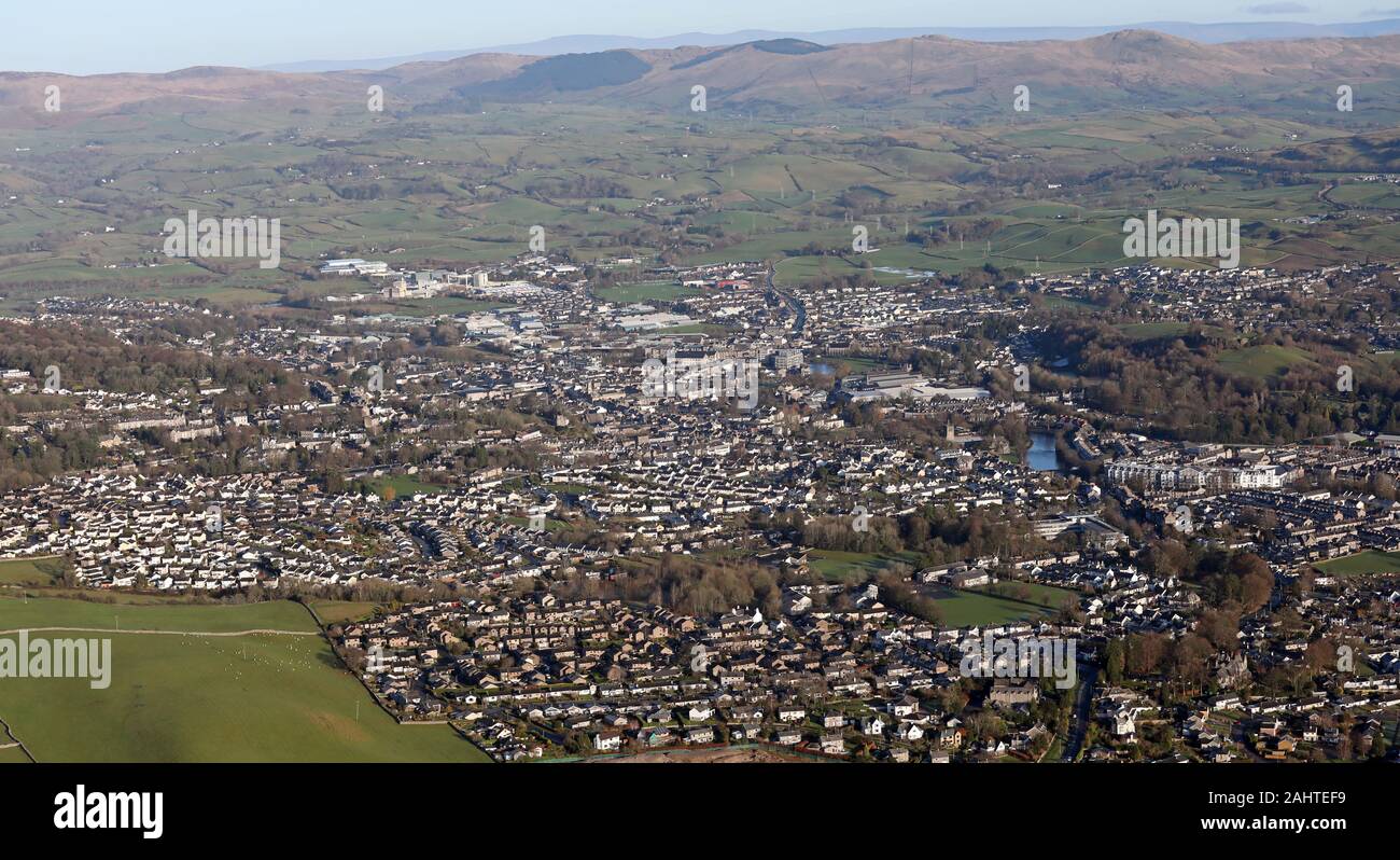 aerial view of Kendal town centre, Cumbria, UK Stock Photo