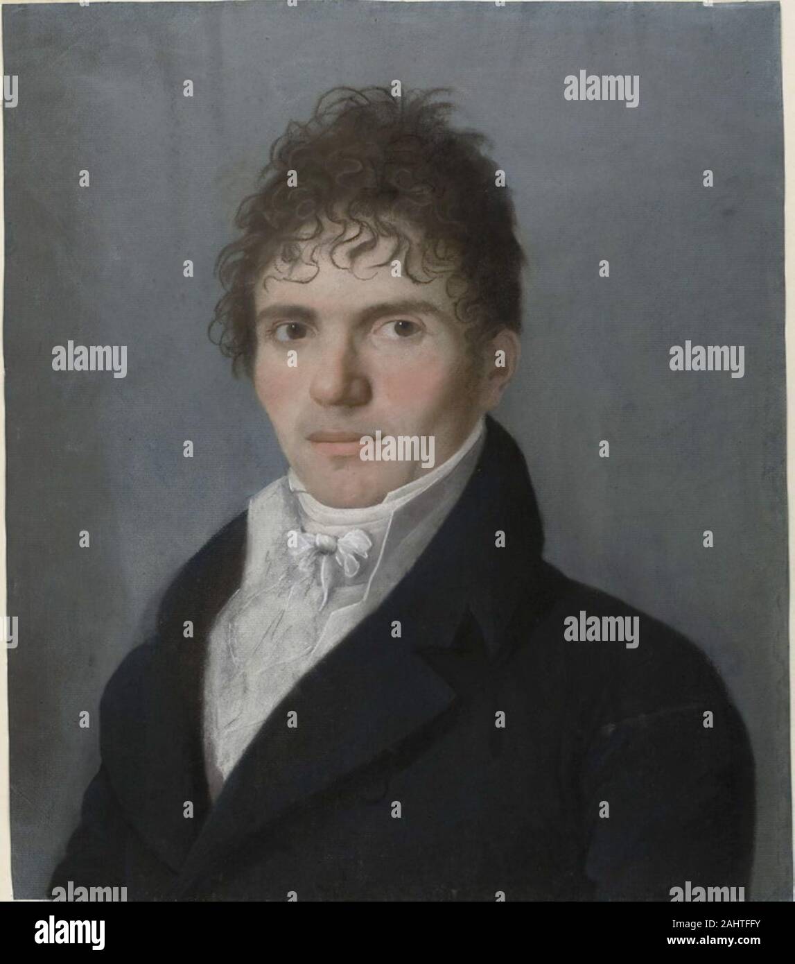 Portrait of a Man. 1800–1899. France. Pastel on blue laid paper Stock Photo