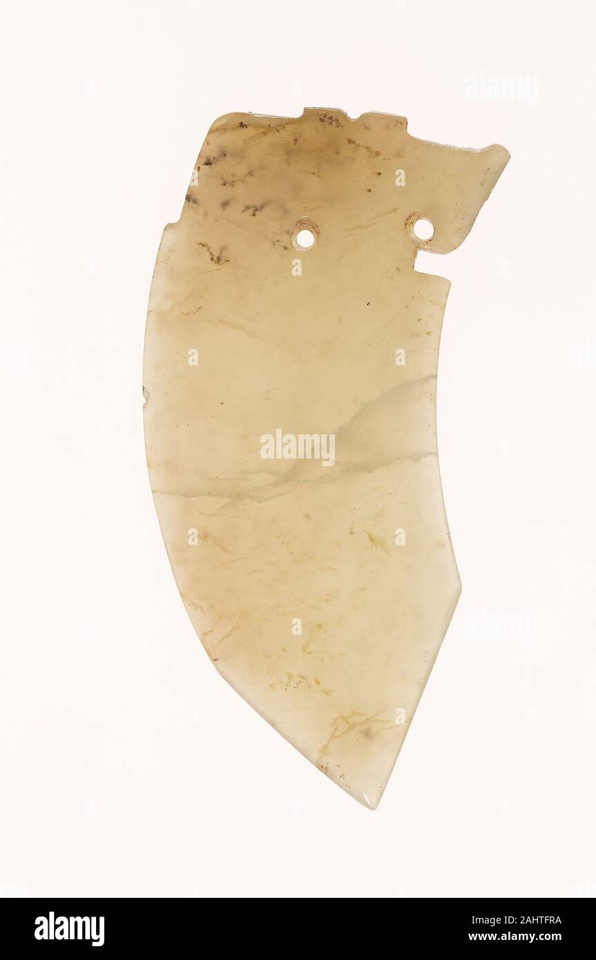 Curved Dagger-Blade (ge). 1200 BC–771 BC. China. Jade Stock Photo