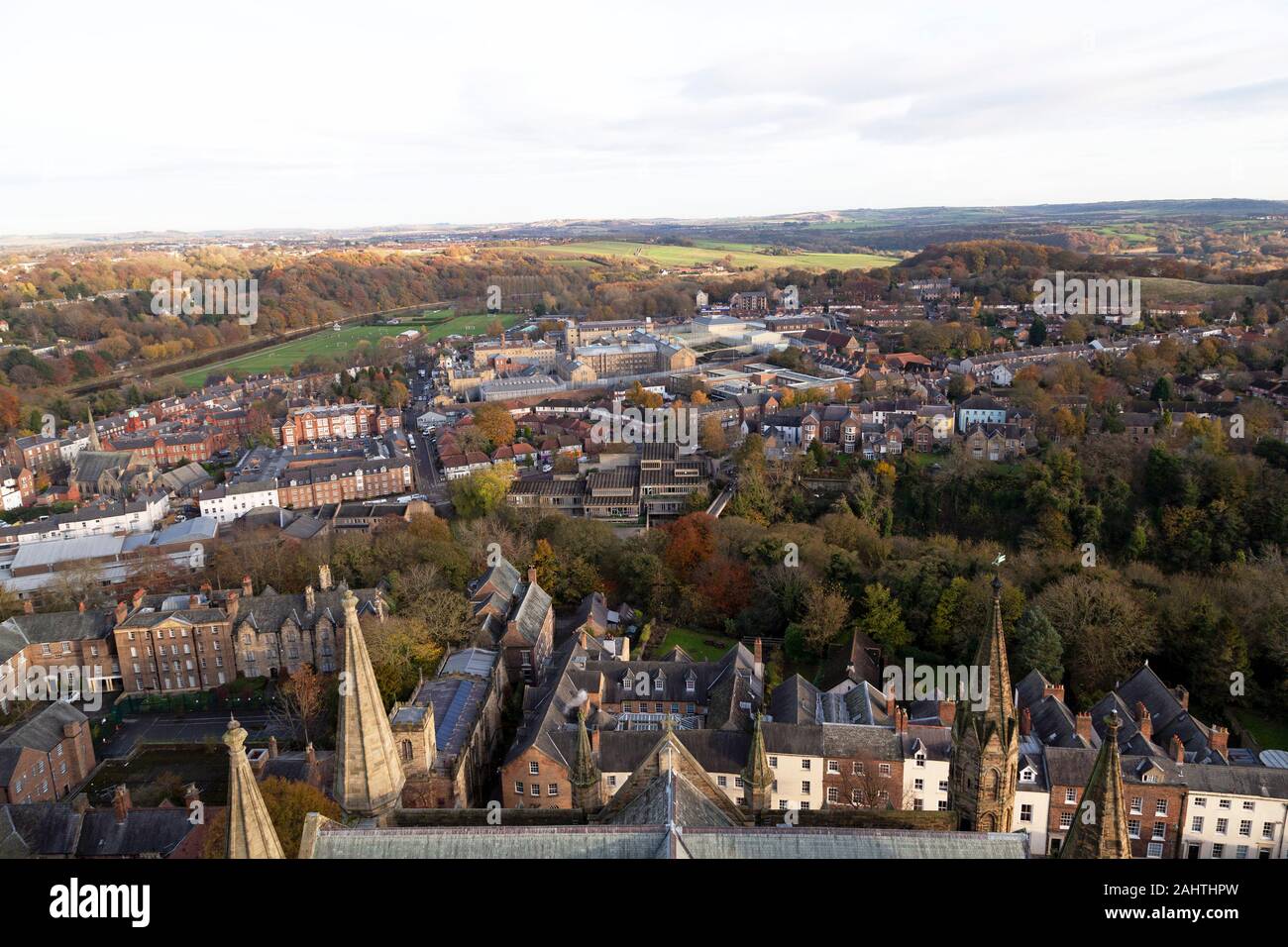 Rooftops in Durham City, England. HM Prison Durham is located in the city. Stock Photo