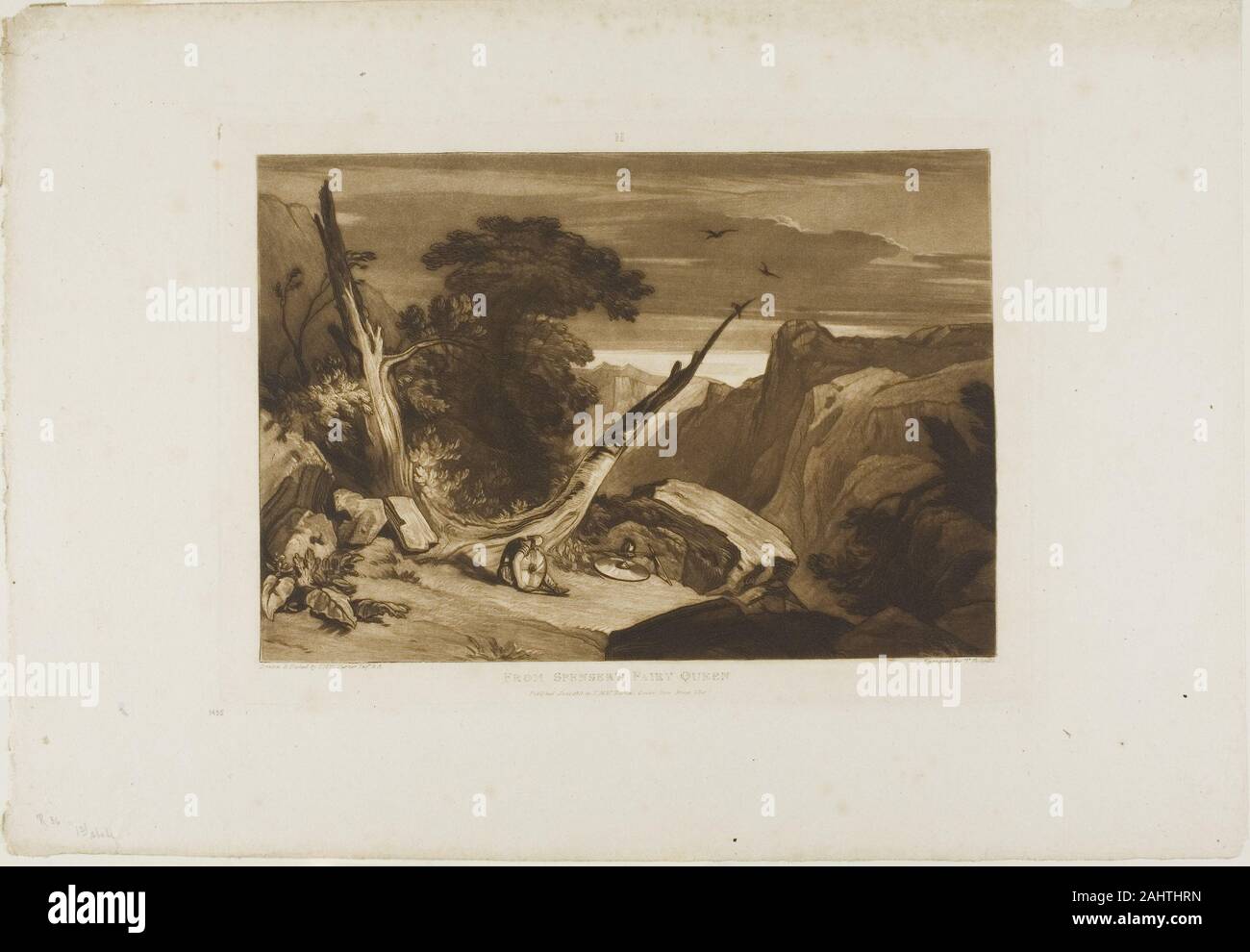 Joseph Mallord William Turner. From Spenser's Fairy Queen, plate 36 from Liber Studiorum. 1811. England. Etching and engraving in brown on ivory wove paper Stock Photo