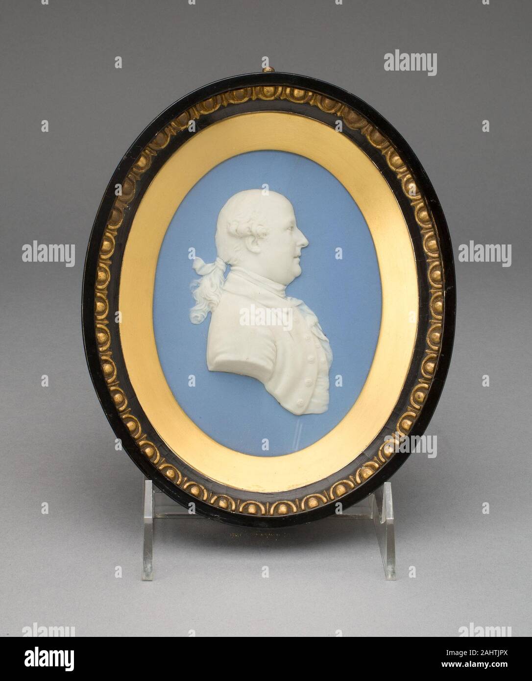 Wedgwood Manufactory (Manufacturer). Medallion with Portrait of Thomas Bentley. 1770–1780. Burslem. Stoneware (jasperware) Stock Photo
