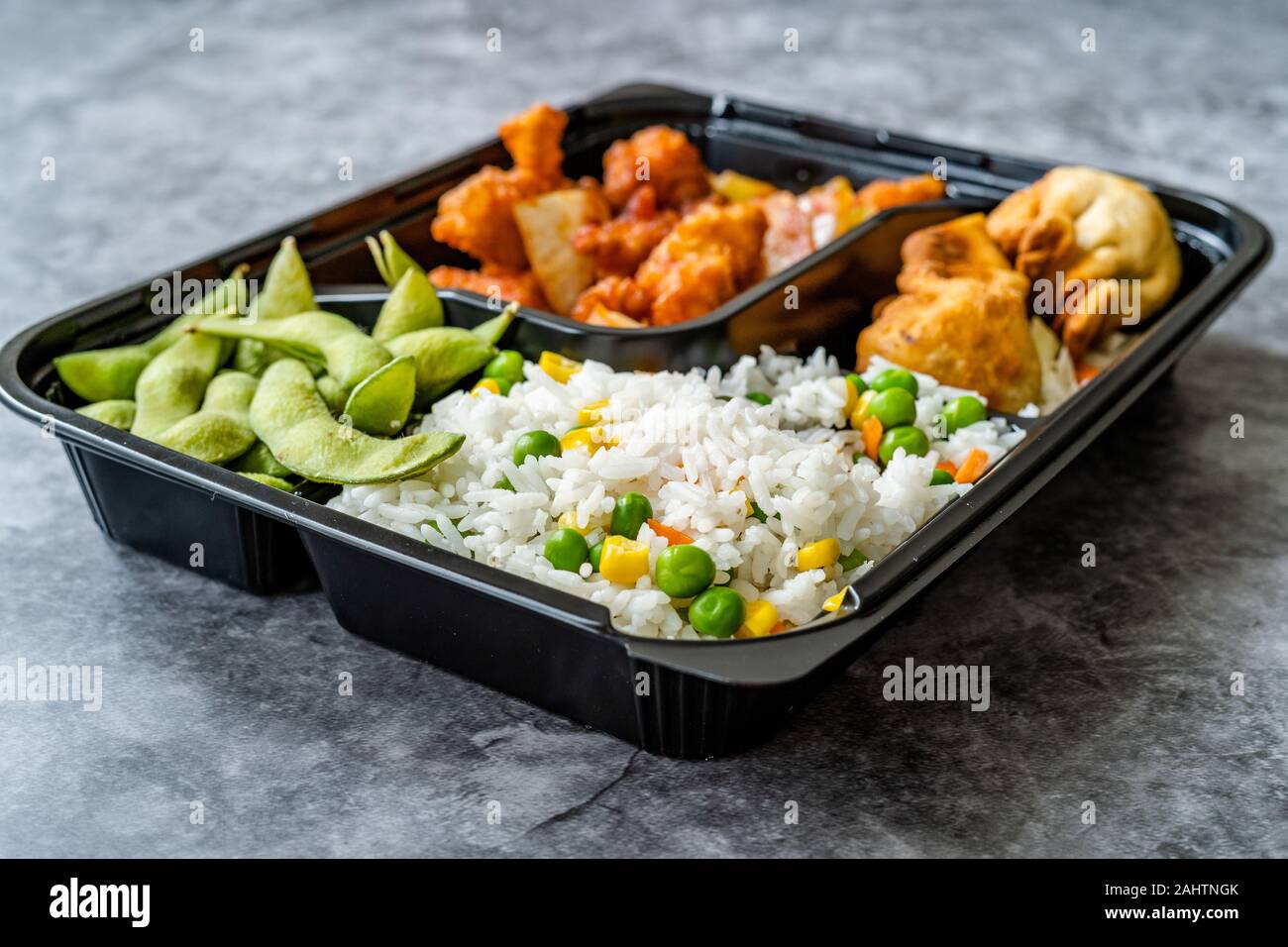 Take Away Japanese Food Bento Box Menu Set with Chicken, Fried