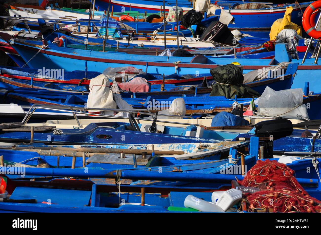 Bari italy port boats fishermen Stock Photo