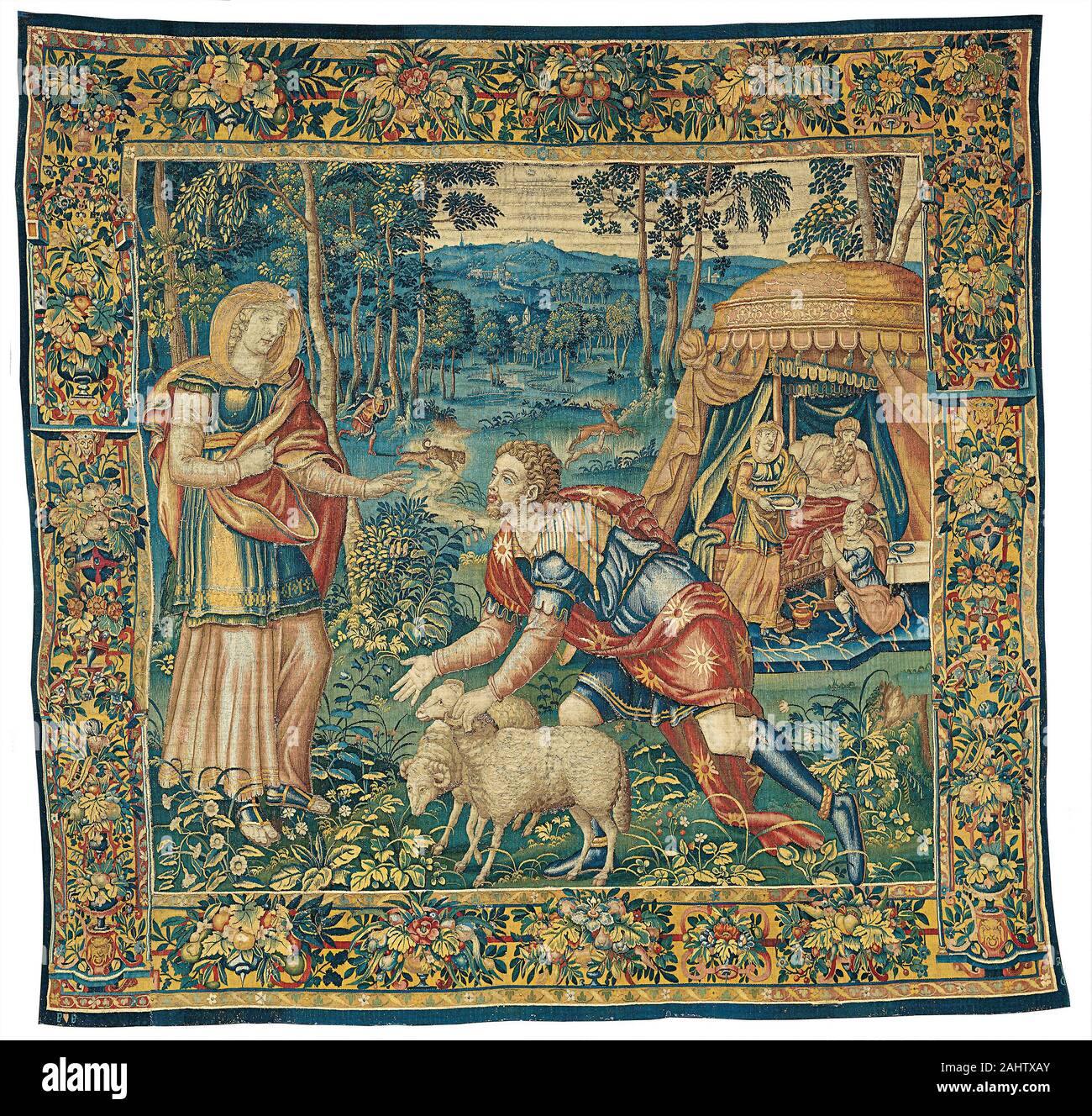 Jan van Tiegen (Weaver). The Meeting of Jacob and Rebecca, and Isaac