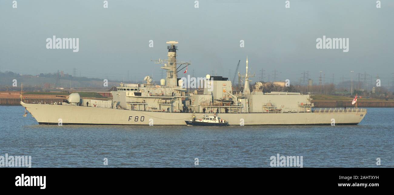 HMS Grafton ia type 23 frigate and is pictured in service with the Royal Navy. She was sold to the Chilean Navy in 2017 and renamed Almirante Lynch. Stock Photo