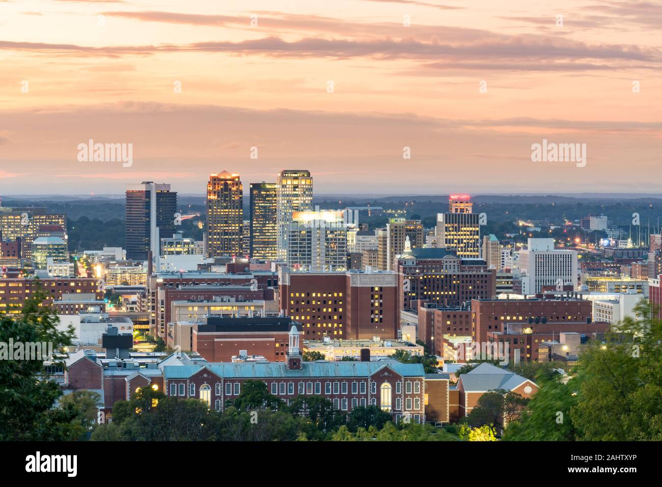 City skyline of Birmingham, Alabama at sunset Stock Photo