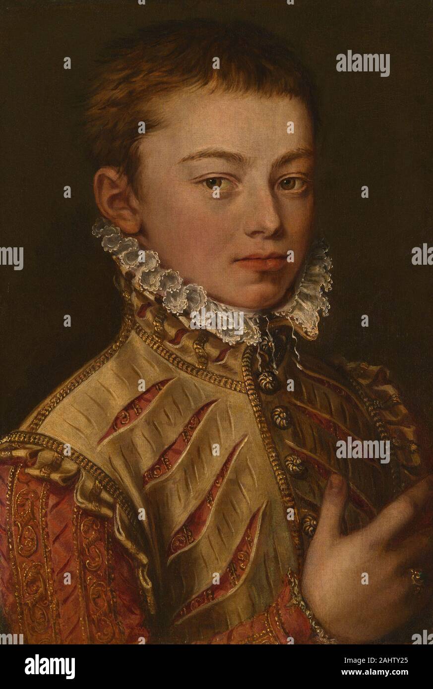 Alonso Sánchez Coello. Portrait of Don Juan of Austria. 1560–1570. Netherlands. Oil on panel, transferred to canvas Stock Photo