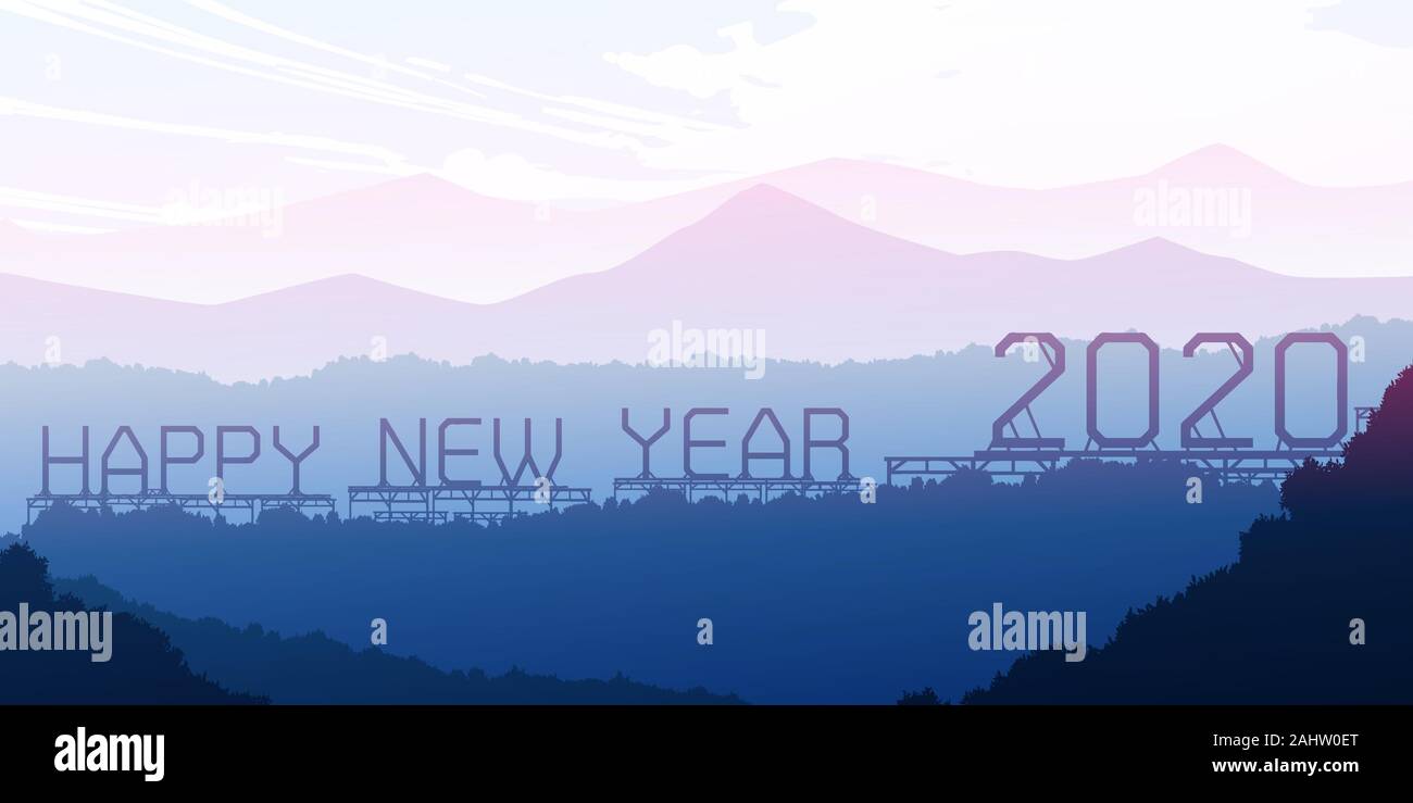 Happy new year 2020 Natural forest mountains horizon Landscape ...