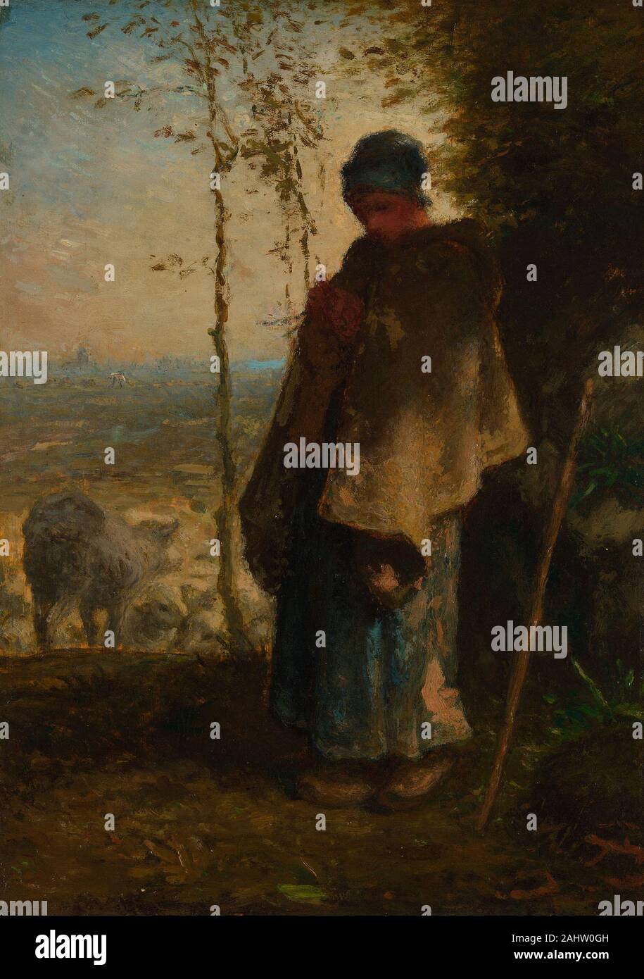 Jean François Millet. The Little Shepherdess. 1868–1872. France. Oil on panel Stock Photo