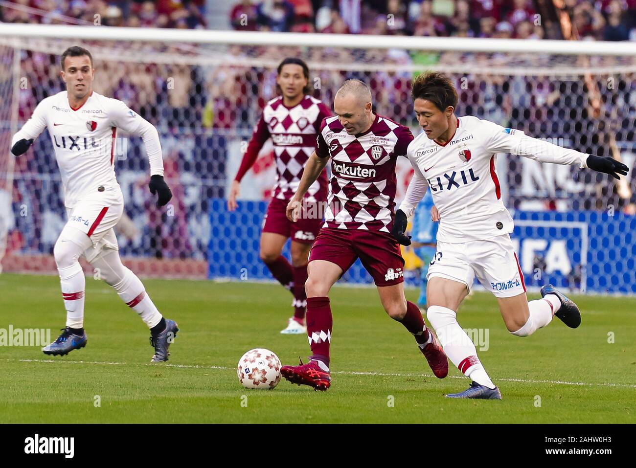 January 1, 2020, Tokyo, Japan: Vissel Kobe's Andres Iniesta (Cap.) in action during the Emperor's Cup JFA 99th Japan Football Championship final match between Vissel Kobe and Kashima Antlers at the new National Stadium. Vissel Kobe defeats Kashima Antlers 2-0. 57,597 people attended the first sports match held at the new National Stadium, which will be a venue for the Tokyo 2020 Olympic and Paralympic Games. (Credit Image: © Rodrigo Reyes Marin/ZUMA Wire) Stock Photo