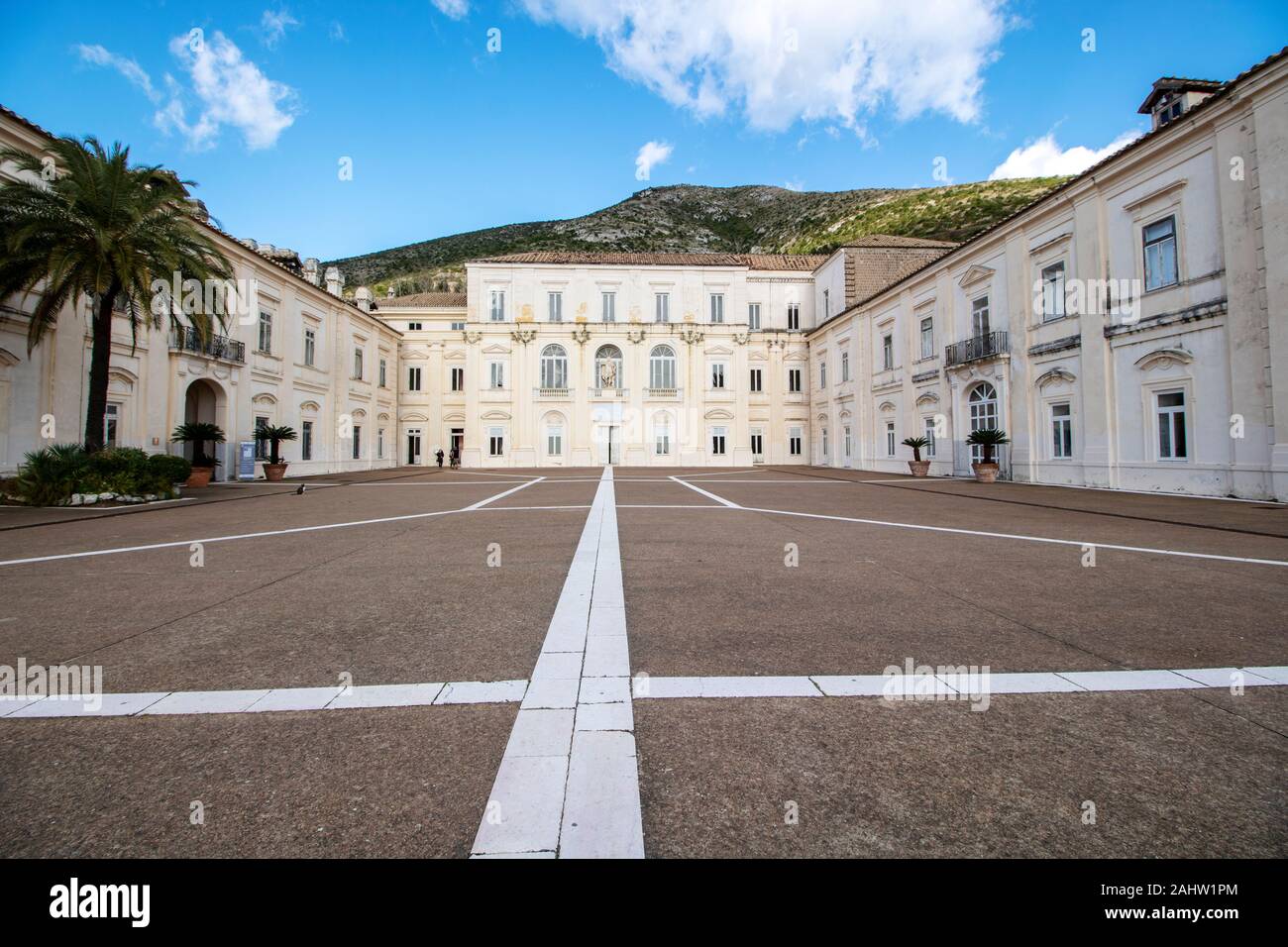 The complex of Belvedere at San Leucio, with Bourbons  royal mansion and silk factory, Unesco world heritage site at Caserta, Italy Stock Photo