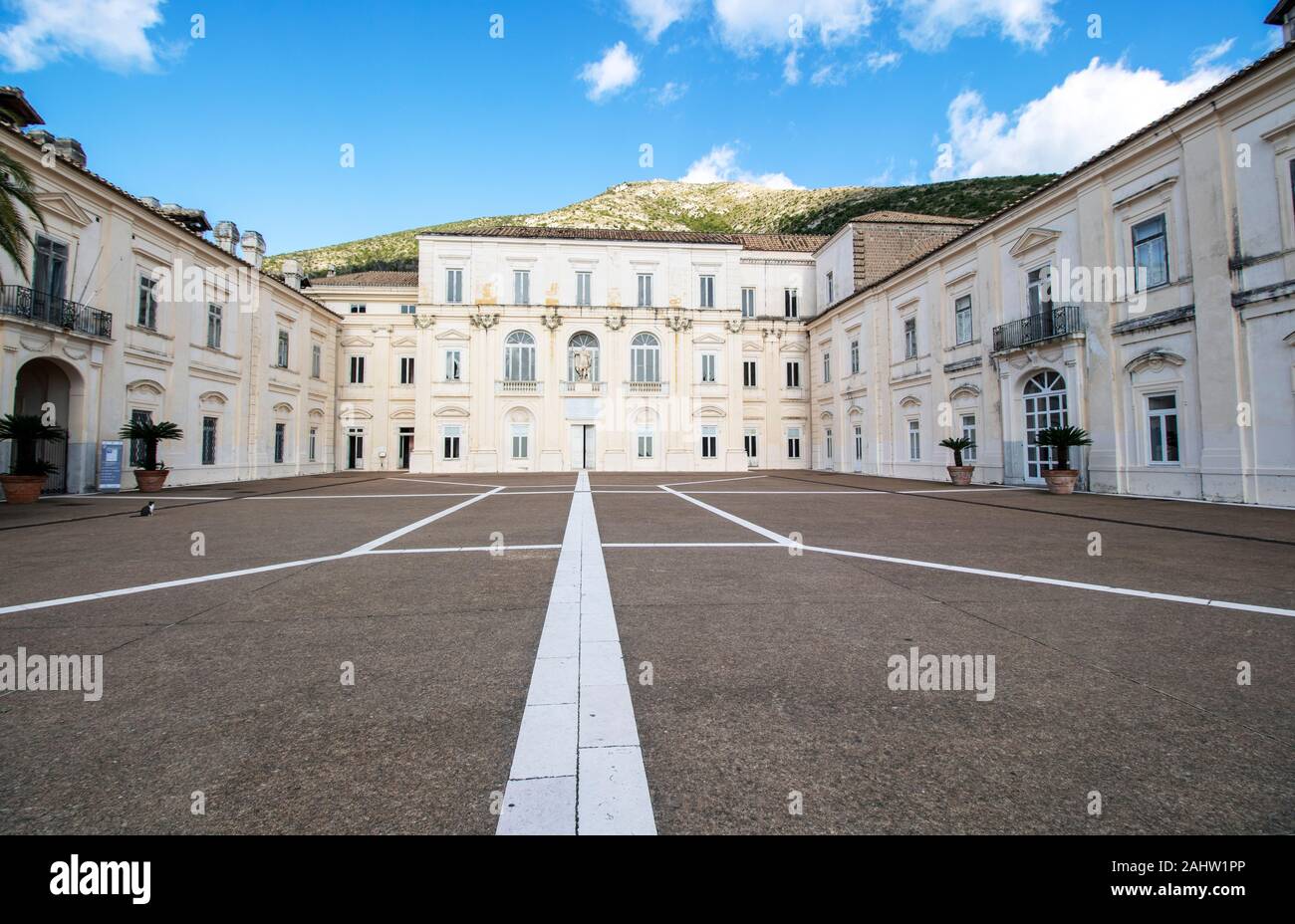 The complex of Belvedere at San Leucio, with Bourbons  royal mansion and silk factory, Unesco world heritage site at Caserta, Italy Stock Photo