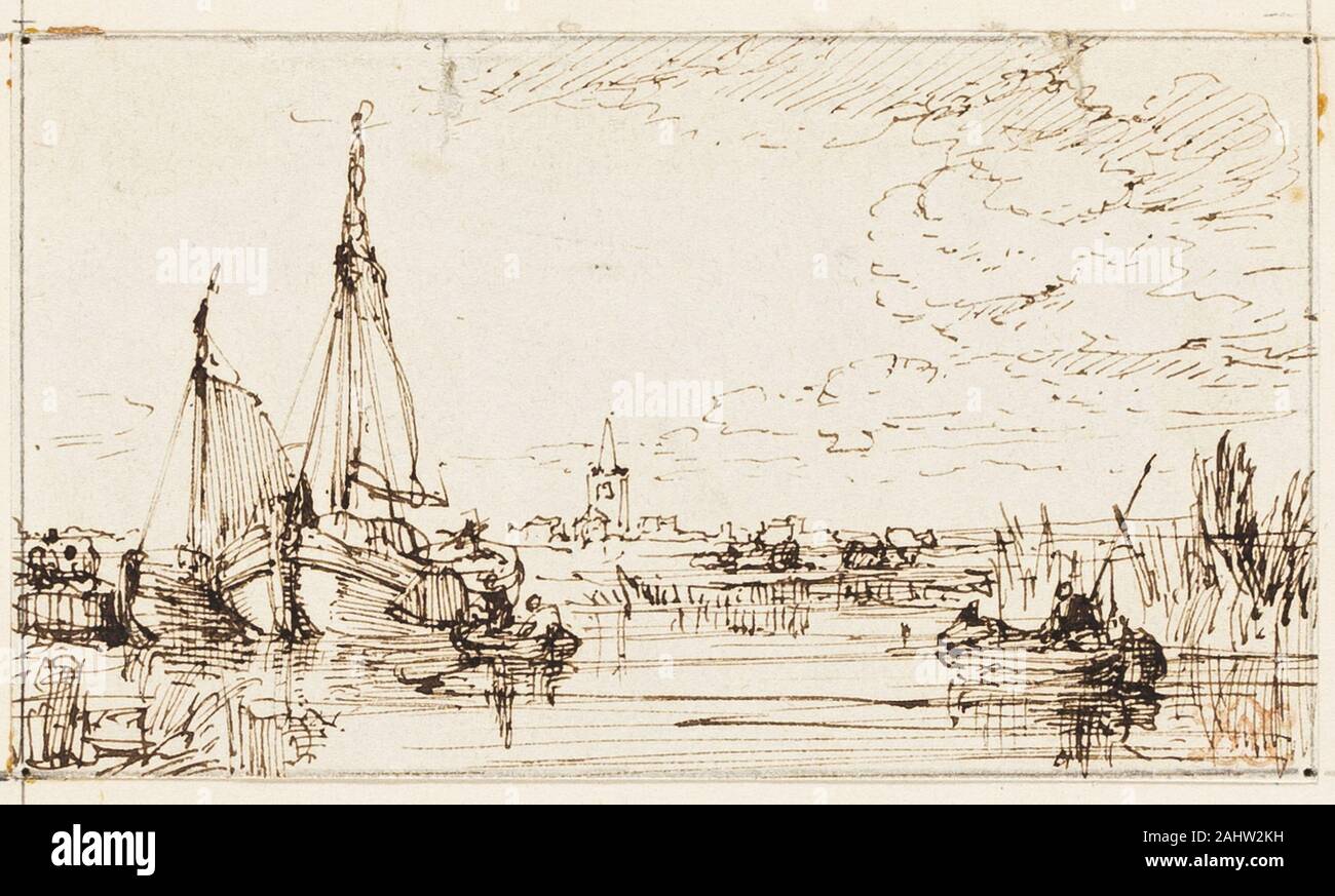 William Leighton Leitch. On the Thames. 1824–1883. Scotland. Pen and brown ink on ivory wove paper, laid down on board Stock Photo