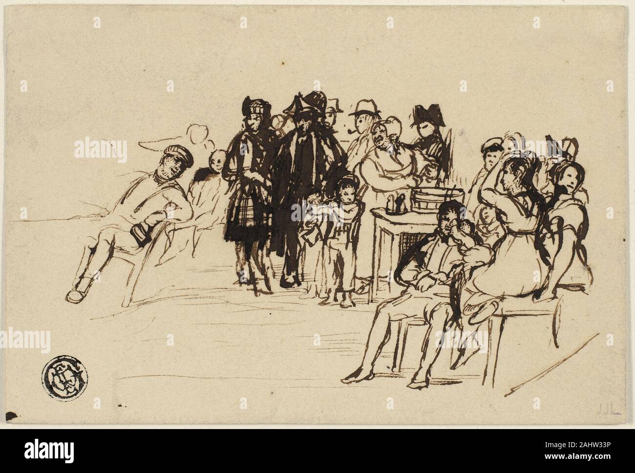 David Wilkie. Study for Right Group. 1815–1825. Scotland. Pen and brown ink on tan wove paper Stock Photo