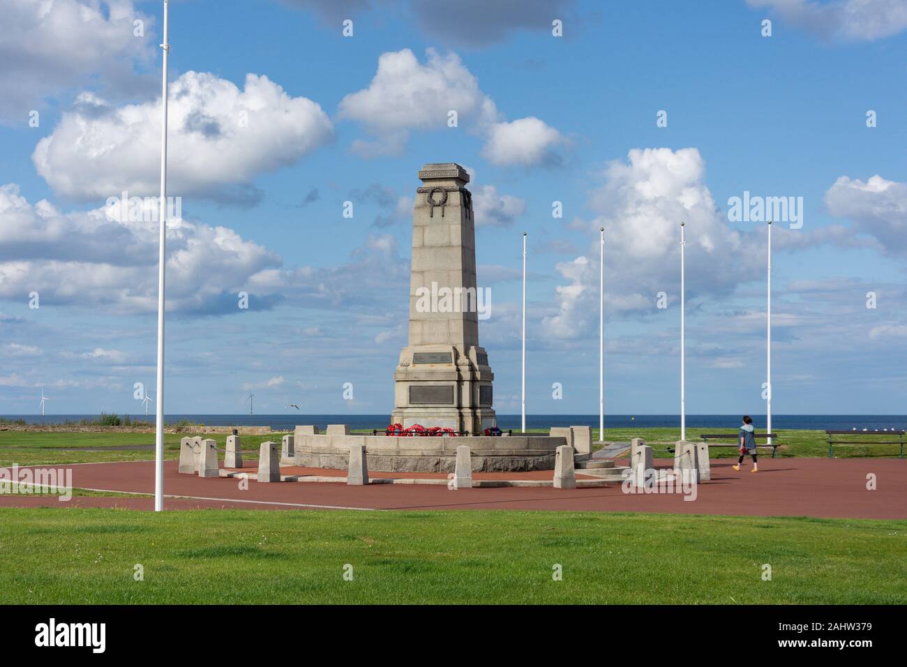 War memorial on seafront, Whitley Bay, Tyne and Wear, England, United Kingdom Stock Photo