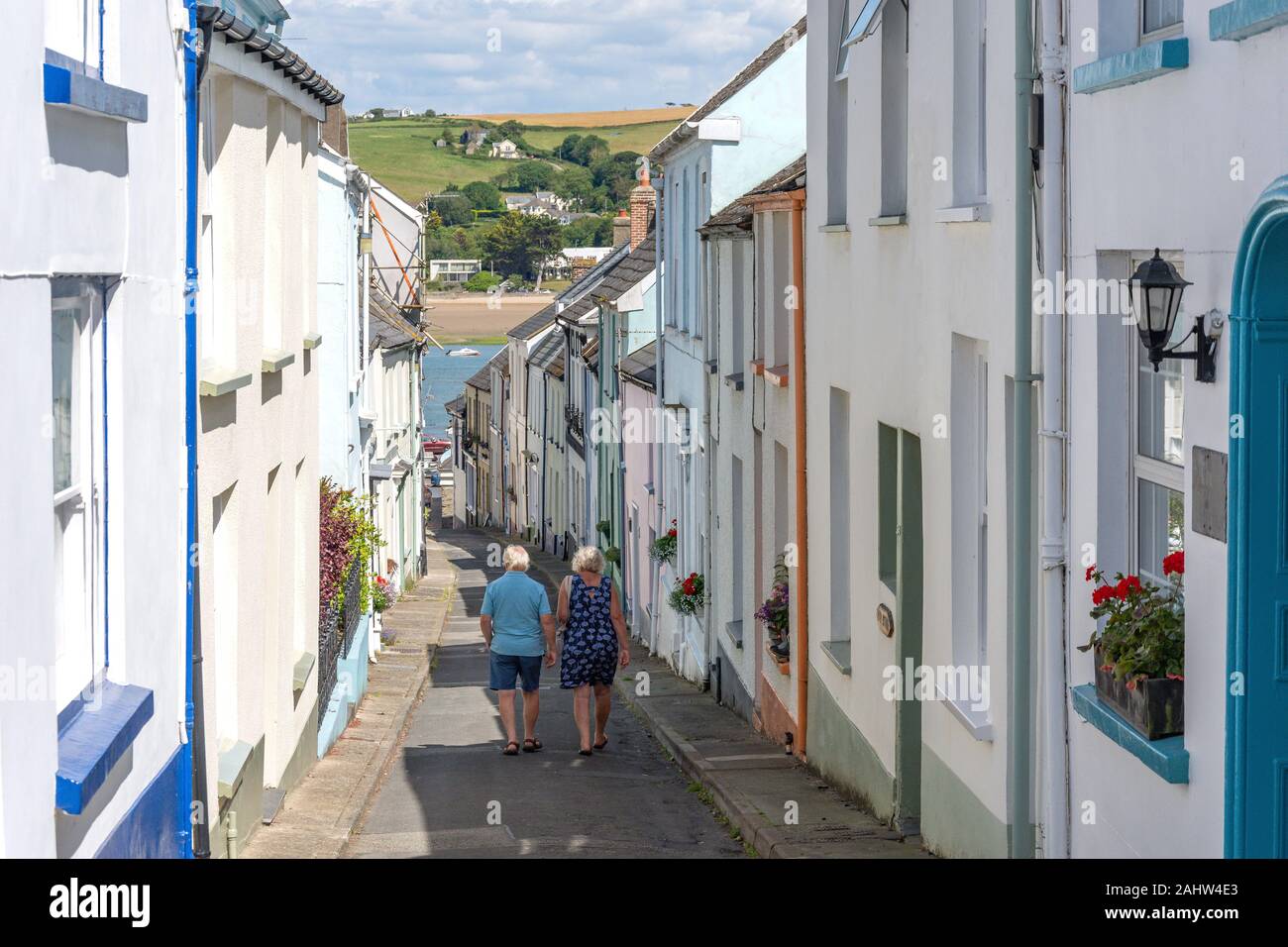 Colourful terraced houses, Bude Street, Appledore, Devon, England