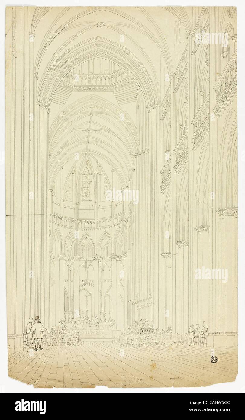 Interior of a Gothic Cathedral. 1500–1799. Flanders. Pen and black ink ...