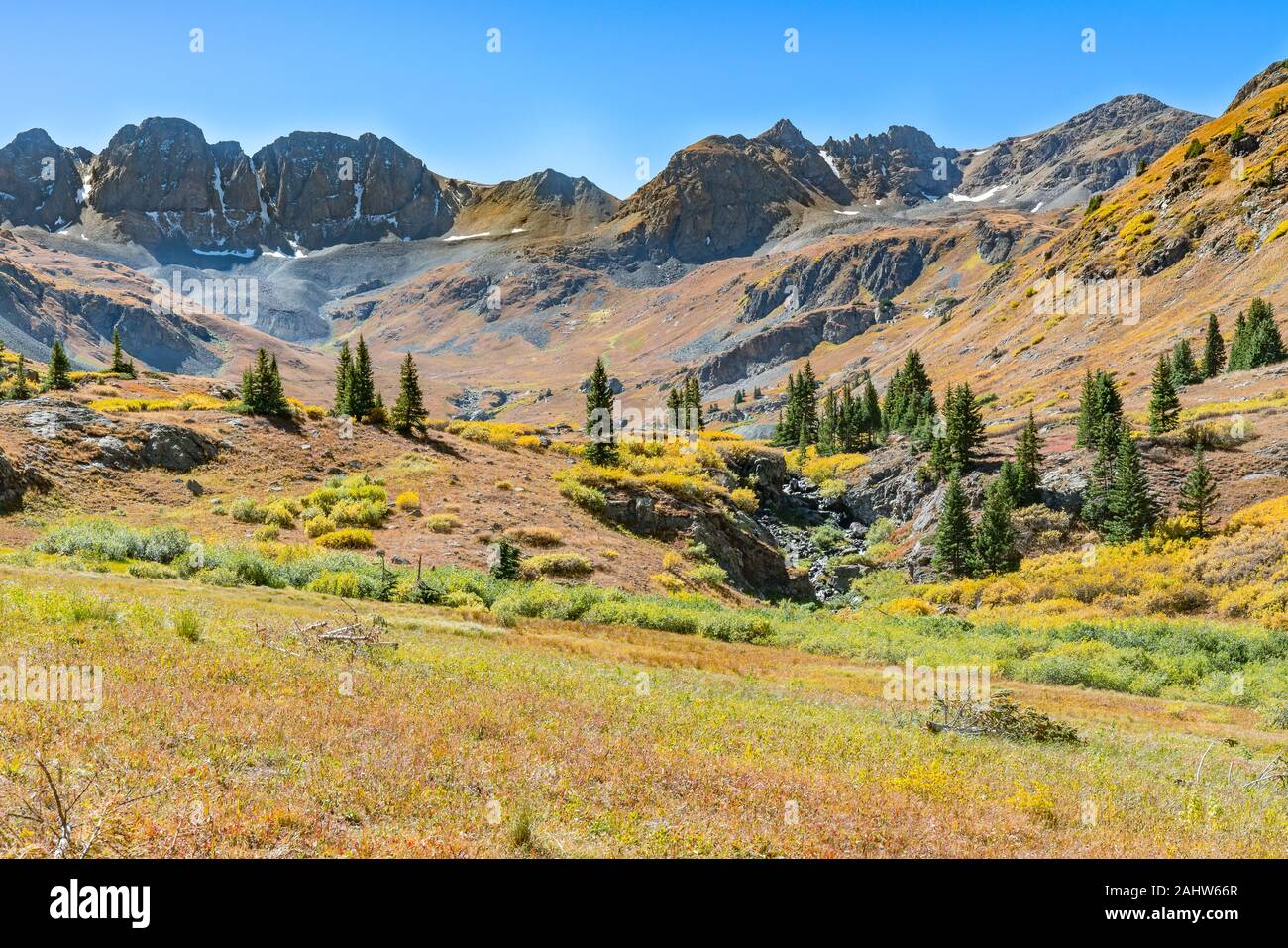 San Juan Mountains along the Alpine Loop Trail near Silverton, Colorado Stock Photo