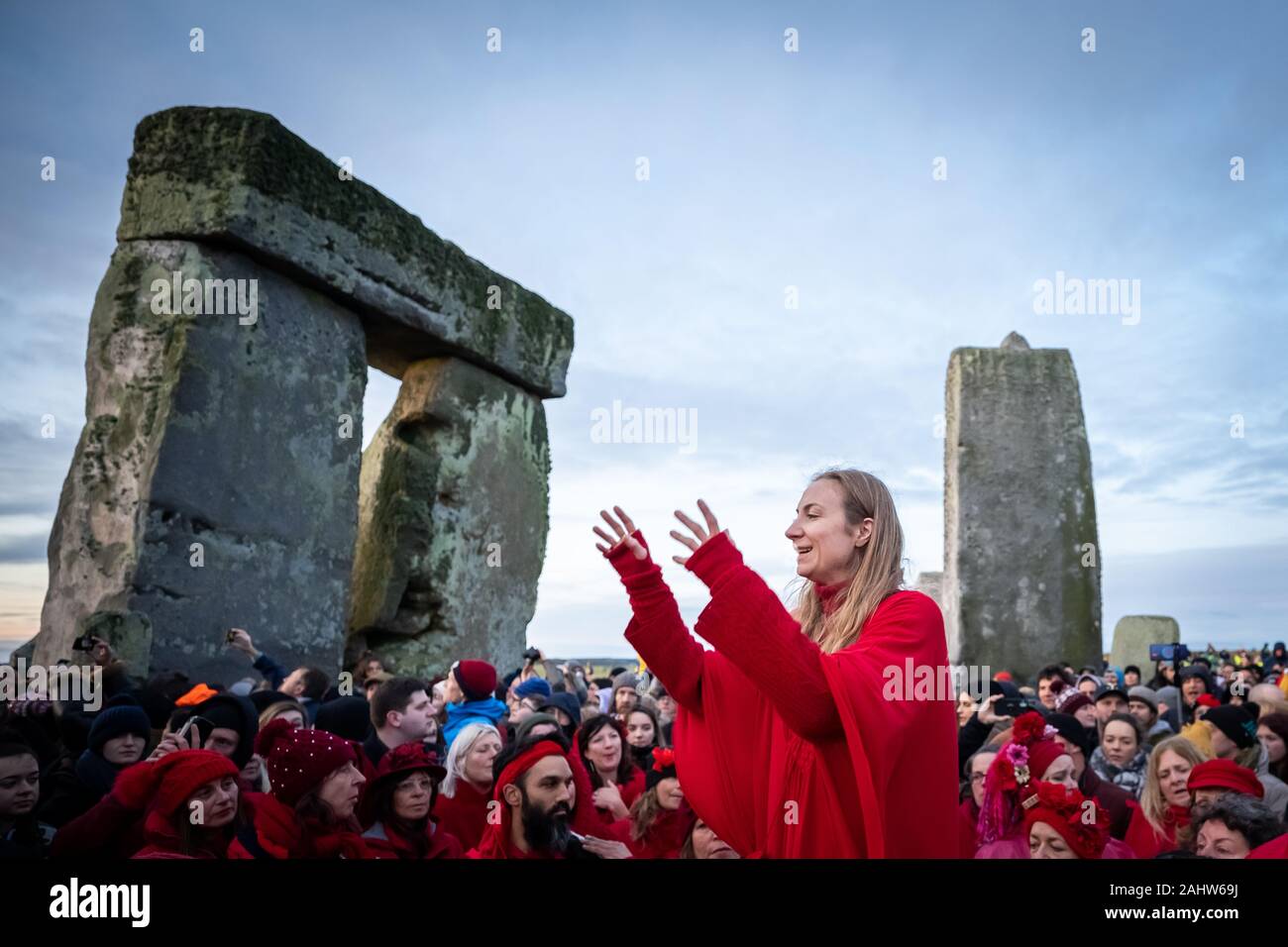 Winter Solstice celebrations at Stonehenge. Thousands of revellers