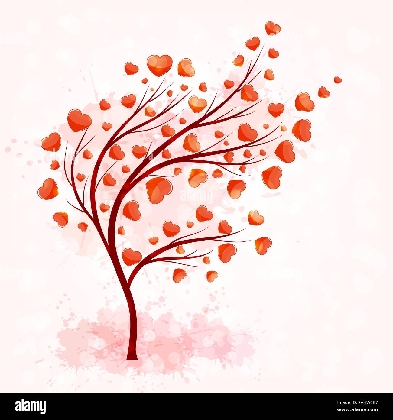 love tree with leaves from hearts vector Stock Vector