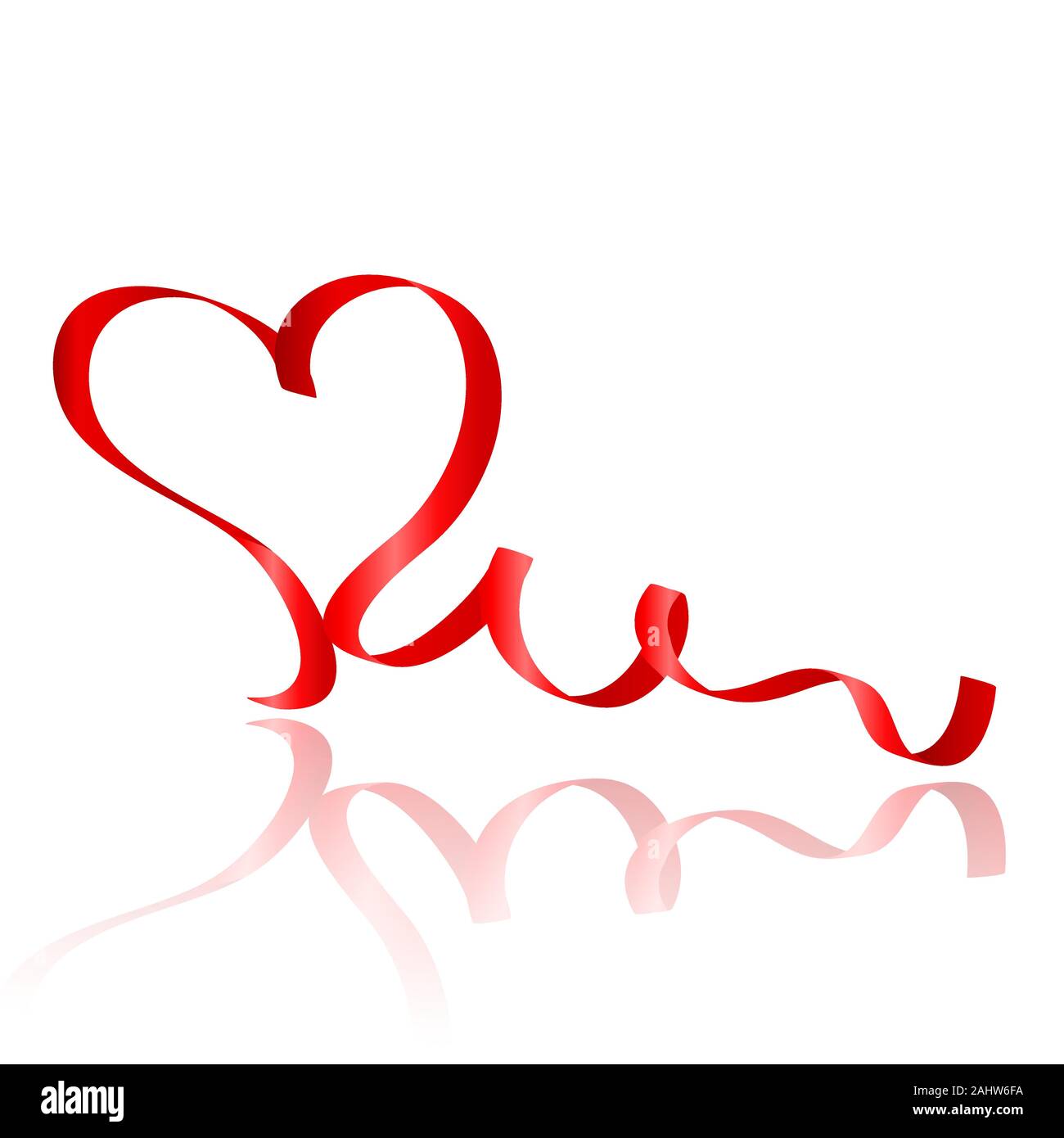 Red ribbon heart on white background vector Stock Vector Image & Art ...
