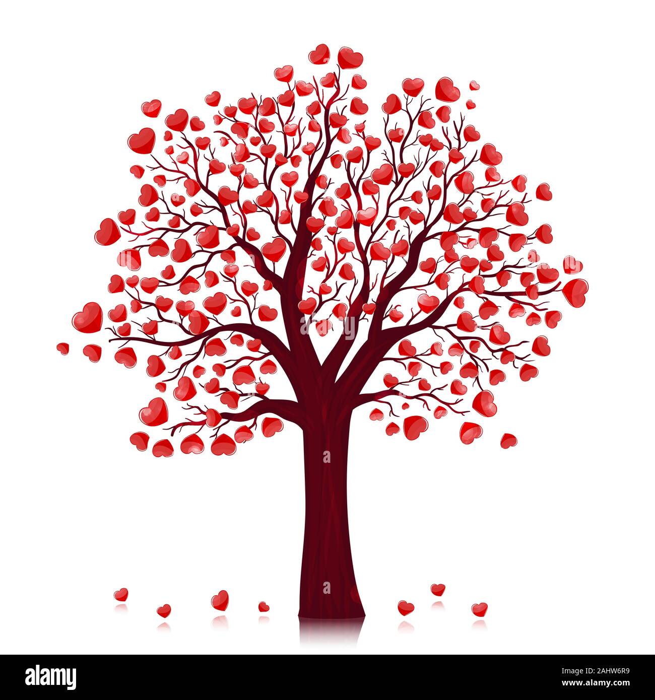 Red hearts tree vector background Stock Vector