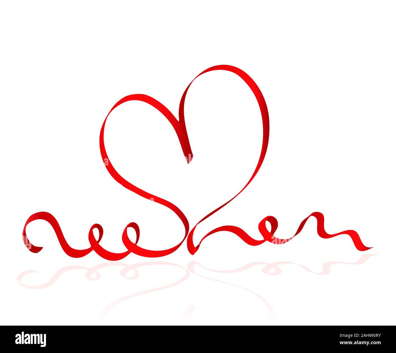 Valentines Day card with red ribbon heart vector Stock Vector Image ...