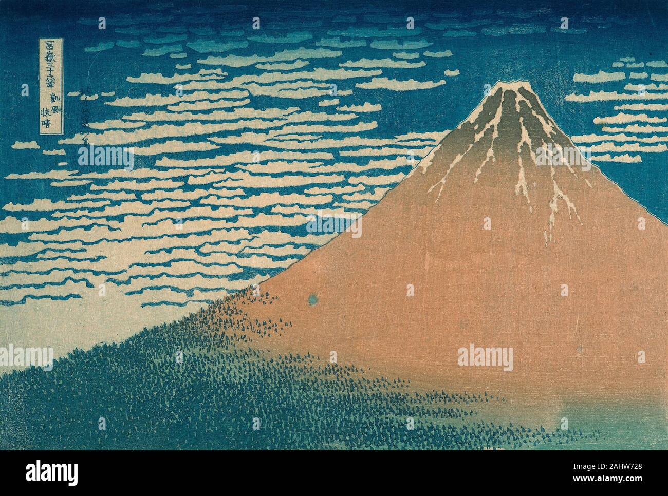 Katsushika Hokusai. A Mild Breeze on a Fine Day (Gaifu kaisei), from the series Thirty-six Views of Mount Fuji (Fugaku sanjurokkei). 1825–1838. Japan. Color woodblock print; oban Stock Photo
