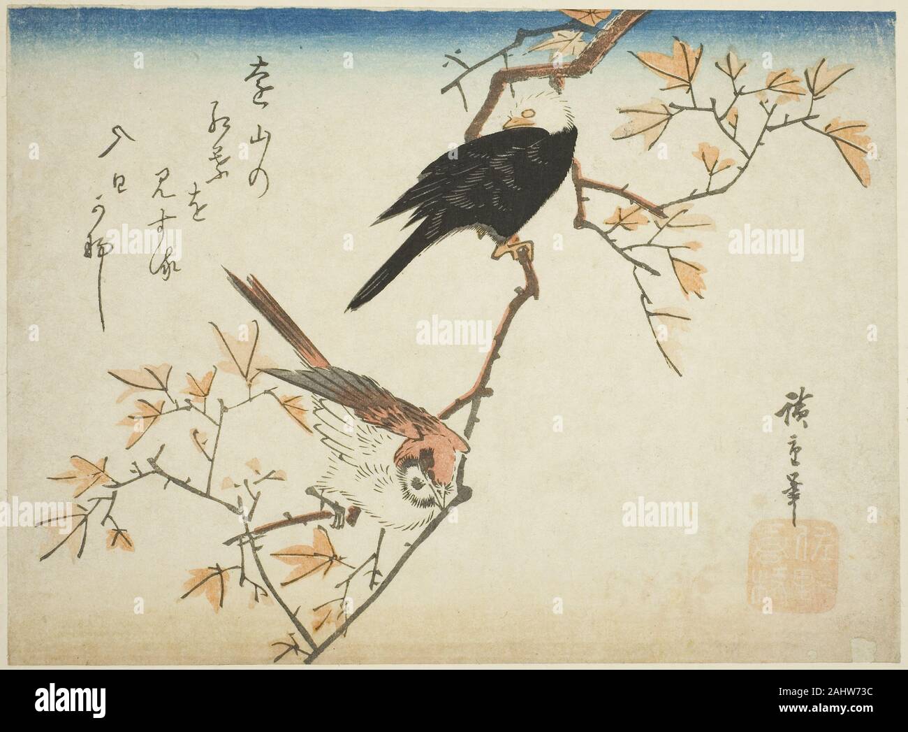 Utagawa Hiroshige. Two birds on maple branch. 1830–1839. Japan