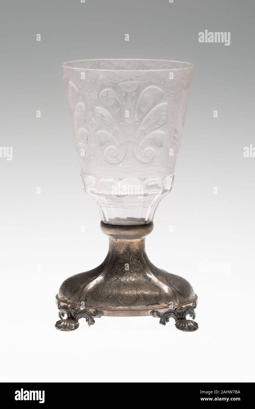 Christopher Gottfried Schneider. Goblet. 1740–1750. Bohemia. Glass with silver base Stock Photo
