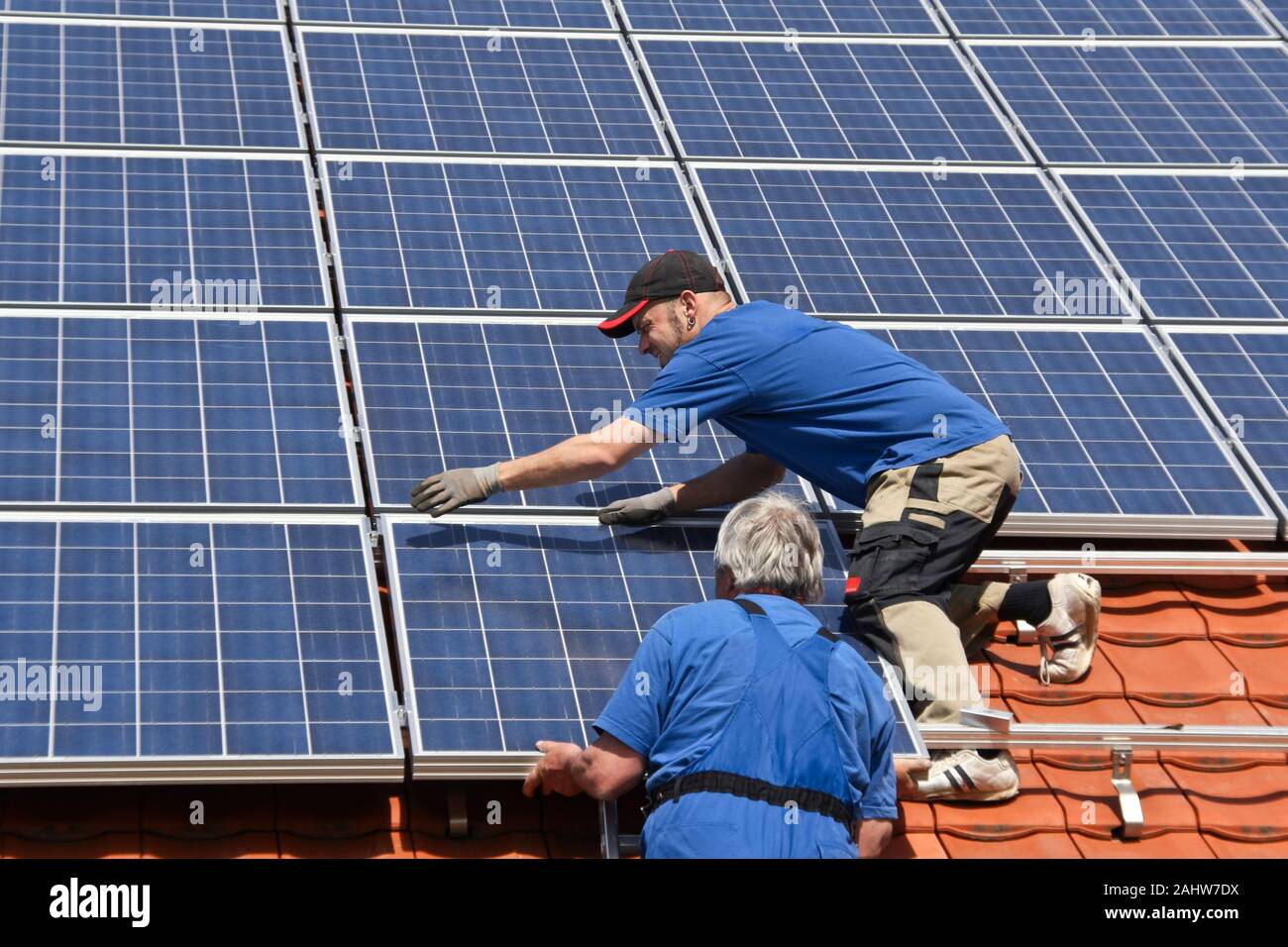 Installation of a new photovoltaic system Stock Photo - Alamy